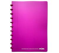 Atoma - A4 Notebook with Rings - 72 Removable Sheets (144 Pages) with Margin - Recyclable Polypropylene Cover (Purple - Squared (5 x 5 mm)