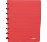 Atoma - A5 Ring Binder - 5 x 5 mm Squared with Margin - 72 Detachable Sheets (144 Pages) - Recyclable Polypropylene Cover - Transparent Red (4.1357)