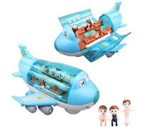 AtomDream Tech Aeroplane Toys - Electric Passenger Plane Toy with Light & Music, 360° Rotating Stunt Plane for Kids - Simulation Aircraft Gift for Boys & Girls (Blue)