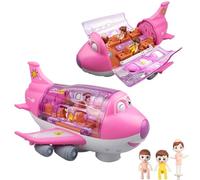AtomDream Tech Aeroplane Toys - Electric Passenger Plane Toy with Light & Music, 360° Rotating Stunt Plane for Kids - Simulation Aircraft Gift for Boys & Girls (Pink)