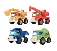 AtomDream Tech Construction Toys for Boys & Girls Ages 3-5 - Excavator, Dump Truck, Crane & Cement Mixer, Construction Vehicle Toy Set for Toddlers & Kids, Durable Play Vehicles for Pretend Play