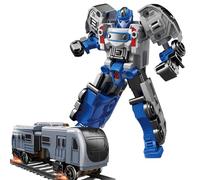 AtomDream Tech Transforming Robot Toy Car for Boys Ages 3-7 - 2-in-1 Action Figure Car Toys, Friction Powered Transforming Vehicle, Educational Robot Toy, Birthday Gift for Kids Boys Girls (Blue)