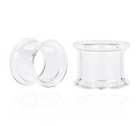 Atomhole 2PCS Glass Ear Gauges Double Flared Ear Plugs and Tunnels Hypoallergenic Earrings Ear Expander for Stretched Piercing Body Jewelry, 6mm(2G), Glass, no gemstone
