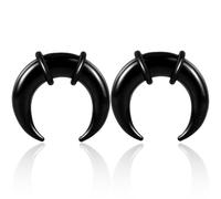 Atomhole 2PCS Glass Septum Stretching Kit C Shape Buffalo Horseshoe Pincher Tapers Rings for Stretched Nose Ear Gauge Piercing Jewelry 12G 8G 6G 4G 2G, 5mm(4G), Glass, no gemstone