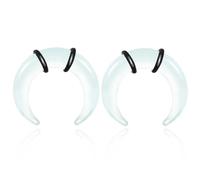 Atomhole 2PCS Glass Septum Stretching Kit C Shape Buffalo Horseshoe Pincher Tapers Rings for Stretched Nose Ear Gauge Piercing Jewelry 12G 8G 6G 4G 2G, 6mm(2G), Glass, no gemstone