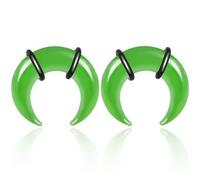 Atomhole 2PCS Glass Septum Stretching Kit C Shape Buffalo Horseshoe Pincher Tapers Rings for Stretched Nose Ear Gauge Piercing Jewelry 12G 8G 6G 4G 2G, 5mm(4G), Glass, no gemstone