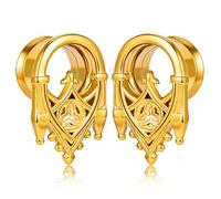 Atomhole 2PCS Gothic Screw Back Ear Gauges Tunnels Plugs, Stainless Steel Hypoallergenic 0g 00g Ear Expander Stretchers Body Piercing Jewelry for Women and Men (6mm-14mm), 12mm(1/2"), Metal, no