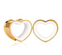 Atomhole 2PCS Heart Double Flared Ear Gauges Plugs, Hypoallergenic 316 Stainless Steel Two-Tone Ear Tunnels Expanders Stretchers Body Piercing Jewelry(8mm-16mm)