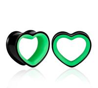 Atomhole 2PCS Heart Double Flared Ear Gauges Plugs, Hypoallergenic 316 Stainless Steel Two-Tone Ear Tunnels Expanders Stretchers Body Piercing Jewelry(8mm-16mm)