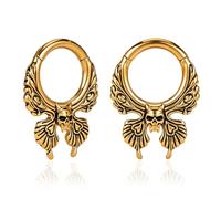 Atomhole 2PCS Skeleton Moth Ear Weights Hangers, Hypoallergenic Dangle Ear Weights Gauges, Stainless Steel Earrings Expander Stretcher Body Piercing Jewelry, 4mm(6g), Metal, no gemstone