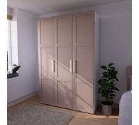 Atomia Contemporary Matt Antique Rose 2 Drawer Tall Triple Wardrobe With Pull-Out Basket (H)2247mm (W)1500mm (D)580mm