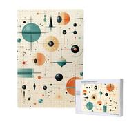 Atomic Age Geometric Pattern Personalised 1000 Piece Wooden Jigsaw Puzzle For Adults, Custom Portrait Picture