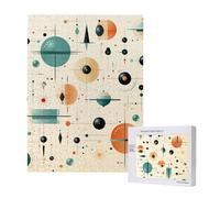 Atomic Age Geometric Pattern Personalised 500 Piece Wooden Jigsaw Puzzle For Adults, Custom Portrait Picture