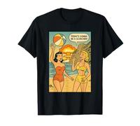 Atomic Bomb Summer Bikini Beach 1950s Comic Scene T-Shirt