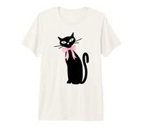 Atomic Cat Black with Pink Bow MCM Retro Kitty Premium T-Shirt
