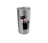 Atomic Cat Black with Pink Bow MCM Retro Kitty Stainless Steel Insulated Tumbler