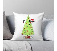 Atomic Cat In Christmas Tree Square Pillowcase Polyester Linen Velvet Printed Zip Decor Sofa Seater Cushion Cover