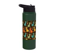 Atomic Cats Midcentury Retro Vintage 50s Pattern Stainless Steel Insulated Water Bottle