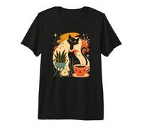 Atomic Coffee Cat Mid Century Modern Retro Black Feline Chic Premium T-Shirt