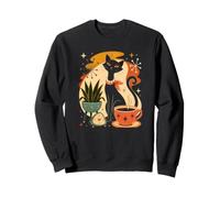 Atomic Coffee Cat Mid Century Modern Retro Black Feline Chic Sweatshirt