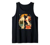 Atomic Coffee Cat Mid Century Modern Retro Black Feline Chic Tank Top