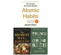 Atomic Habits, The Richest Man in Babylon, Think and Grow Rich 3 Books Collection Set