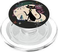 Atomic Holiday Cat Snow Globe Christmas Retro PopSockets PopGrip for MagSafe