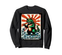 Atomic Kaiju Cat Monster Over Tokyo Ocean Waves Sweatshirt
