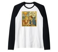 Atomic Love Vintage 1950s Comic Diner Romance Satire Raglan Baseball Tee
