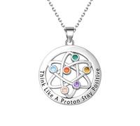 Atomic Science Necklace Chemist Gift Think Like A Proton and Stay Positive Atom Chemistry Science Symbol Pendant Necklace for Scientist Physicist Science Graduation Gift (Think Like-Necklace)