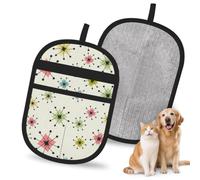 Atomic Stars Pattern Print Pet Hair Remover Gloves Deshedding Tool Grooming Home Cleaning Accessory