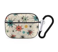 Atomic Stars Retro Pattern AirPods Pro Case Cover with Keychain Ring PC Hard Shell Protective Case for AirPods Pro 2nd for Women Men Generation Easy Open Full Drop Protection Cover Black-Style