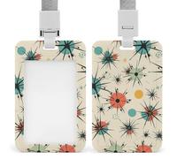 Atomic Stars Retro Pattern Badge Holder Hard Plastic Card Case Protector Pouch Name Key Card Holder Case for Office ID Credit Cards and Proximity Key Cards