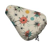 Atomic Stars Retro Pattern Bike Seat Cover for Men Women Water Repellent Exercise Bike Seat Cushion Adjustable Bicycle Seat for Outdoor Biking