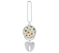 Atomic Stars Retro Pattern Car Hanging Ornament Rear View Mirror Pendant Lucky Presents Hanging Ornament Funny Car Pendant for Office Auto Home Decoration Silver-Style