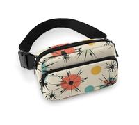 Atomic Stars Retro Pattern Fanny Pack for Women Men Waist Bag Belt Bag Adjustable Casual Bag for Travel Sports Hiking, white, 7.9x5.1inches