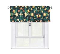 Atomic Stars Retro Pattern print Curtain Valance for Windows,Kitchen Window Curtains Blackout Drapes Window Treatments Decorative Rod Pocket Short Curtain for Living Room Bedroom,54" W x 18" L