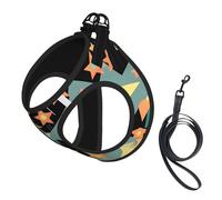 Atomic Stars Retro Pattern Print Dog Harness Leash Set Reflective Pet Harness Puppy Vest Suitable Dogs Cats Small Breeds