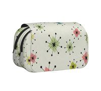 Atomic Stars Retro Pattern Print Lightweight Pen Bag Stylish Stationery Travel Office Large Capacity Makeup Toiletry