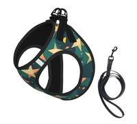 Atomic Stars Retro Pattern Print Print Dog Harness Leash Set Reflective Pet Harness Puppy Vest Suitable Dogs Cats Small Breeds
