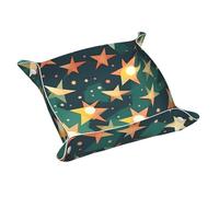 Atomic Stars Retro Pattern Print Print Leather Tray Organizer, Desktop Catchall Trays, Multifunctional Trays, For Keys, Watch, Wallet