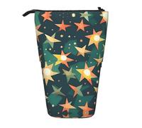 Atomic Stars Retro Pattern Print Print Standing Pencil Case Telescopic Pencil Bag Pop Up Pencil Pouch Pen Pouch Makeup Cosmetics Bag