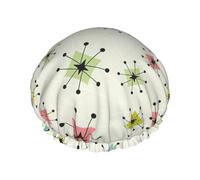 Atomic Stars Retro Pattern Print Shower CapSoft,Reusable, Double WaterproofBath Hat Women,Breathable,