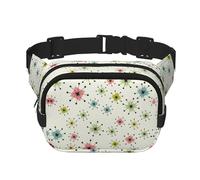 Atomic Stars Retro Pattern Print Square Waist Purse Double Layer Fanny BagTrendy Travel Waist Bag for Men and Women, Black, One Size