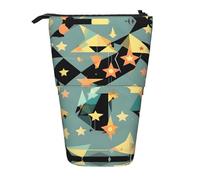 Atomic Stars Retro Pattern Print Standing Pencil Case Telescopic Pencil Bag Pop Up Pencil Pouch Pen Pouch Makeup Cosmetics Bag