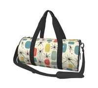 Atomic Stars Retro Pattern Print Travel Duffel Bag Large Foldable Round Travel Carry on Bag with Adjustable Shoulder Strap for Weekender Overnight Flight Hospital Sports