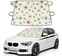 Atomic Stars Retro Pattern Printed All Weather Windshield Guard, Sun Shade and Frost Protector, Universal Vehicle Wrap