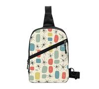 Atomic Stars Retro Pattern Printed Chest Bag Shoulder Sling Bag for Men Women, Foldable Outdoor Crossbody Chest Packs Sport Daypacks
