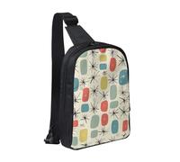 Atomic Stars Retro Pattern Printed Chest Bag Sling Bag for Men Women, Waterproof Crossbody Backpack Men Bag for Runner Workout Hiking Cycling Travel