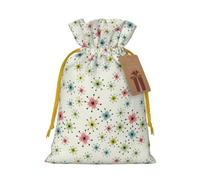 Atomic Stars Retro Pattern Printed Drawstring Gift Bags With Tags,Reusable Favor Pouches